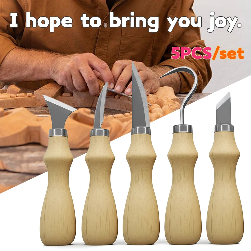 Art Craft Tools - 5Pcs Wood Carving Tools Set,Curved Knife