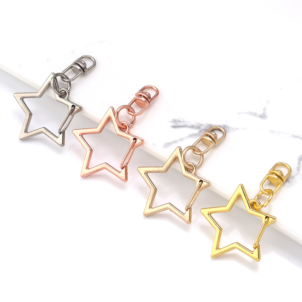 Art Craft Market - 10Pcs Alloy Star Shaped Snap Keychain