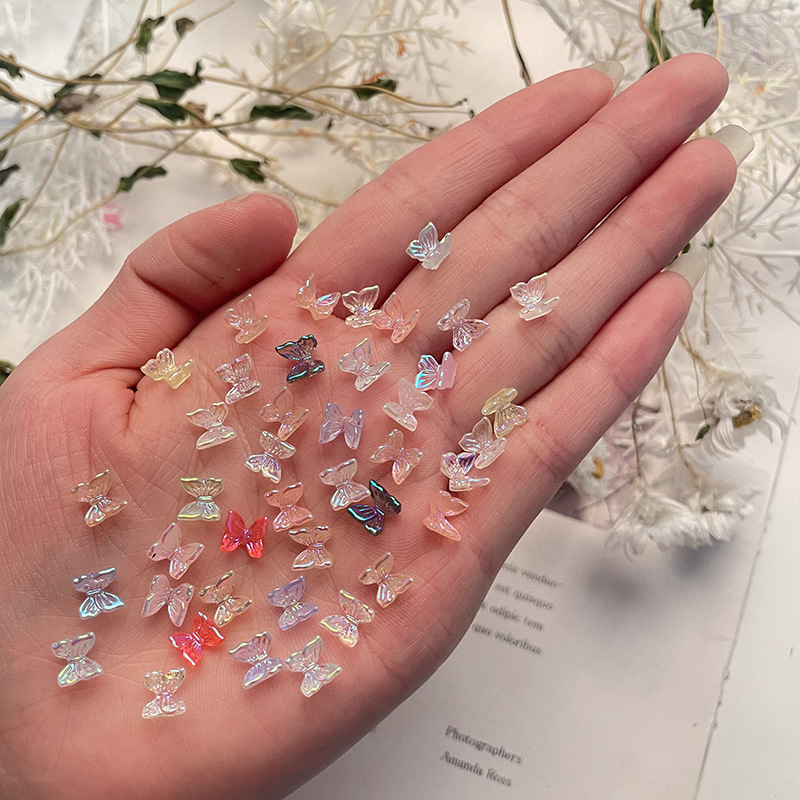 Art Craft Show - 20pcs Aurora Butterfly Nail Charms Flatback