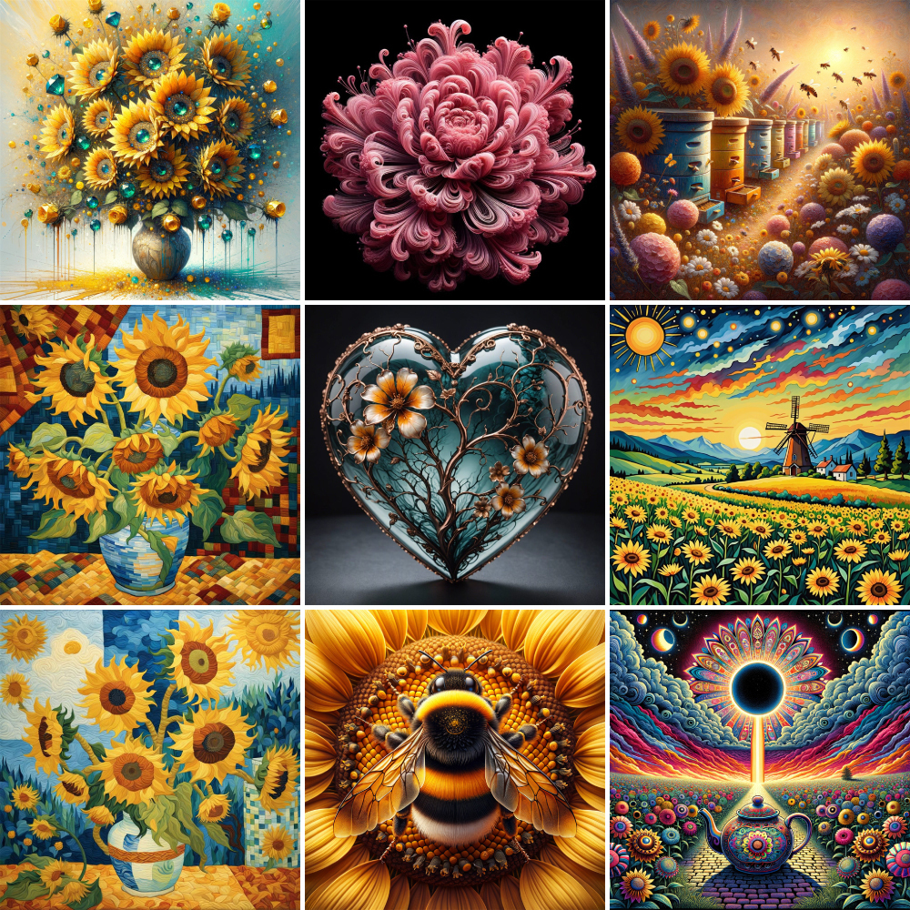 Art Craft Gift Ideas - Flowers Sunflower Bee Paint By Numbers
