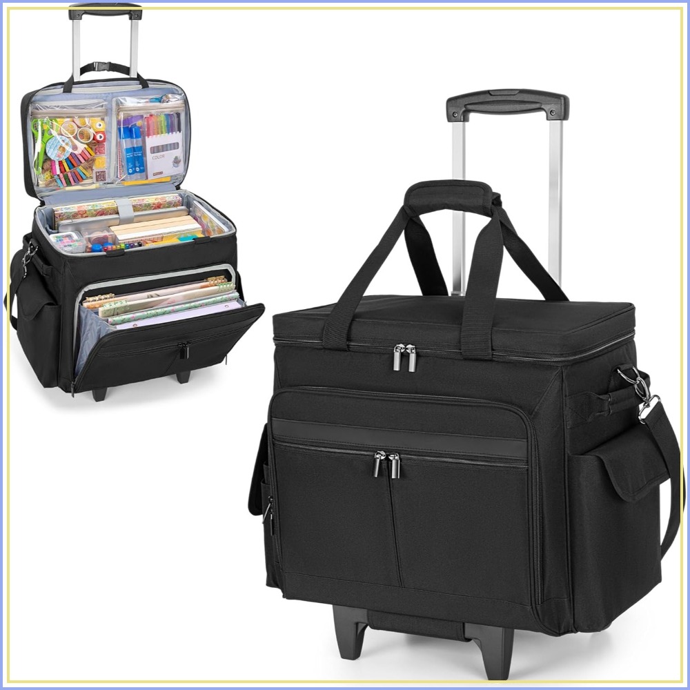 Art Craft Organizer - Rolling Scrapbook Tote with Expandable File