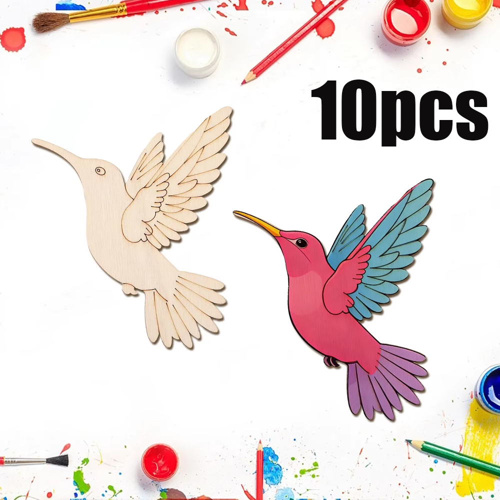 Art Craft Market - 10pcs Unfinished Wood Animal Bird Cutouts,Wooden