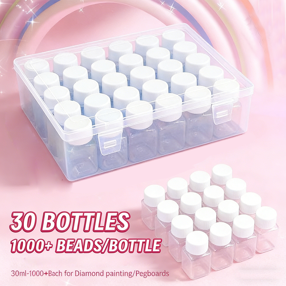 Art Craft Organizer - 30 Pcs 30ML Square Bottle Diamond