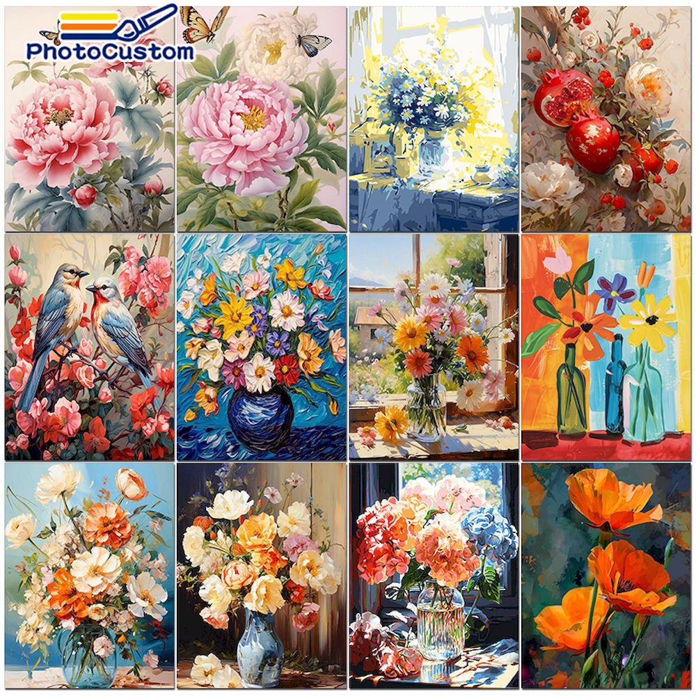 Art And Craft Numbers - PhotoCustom Paintings By Number Flower Scenery