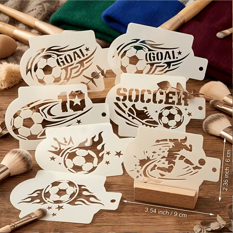 Art Craft Market - 6Pcs Football Stencils for Painting Plastic