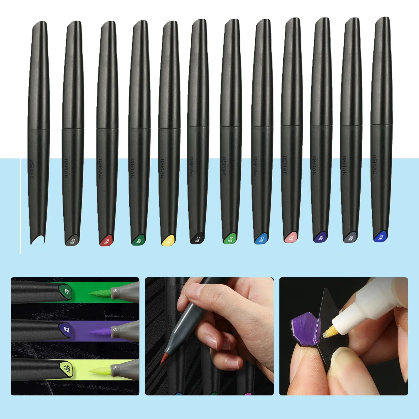 Illustration Marker Set - Dspiae 12 Colors Brush Pen Set