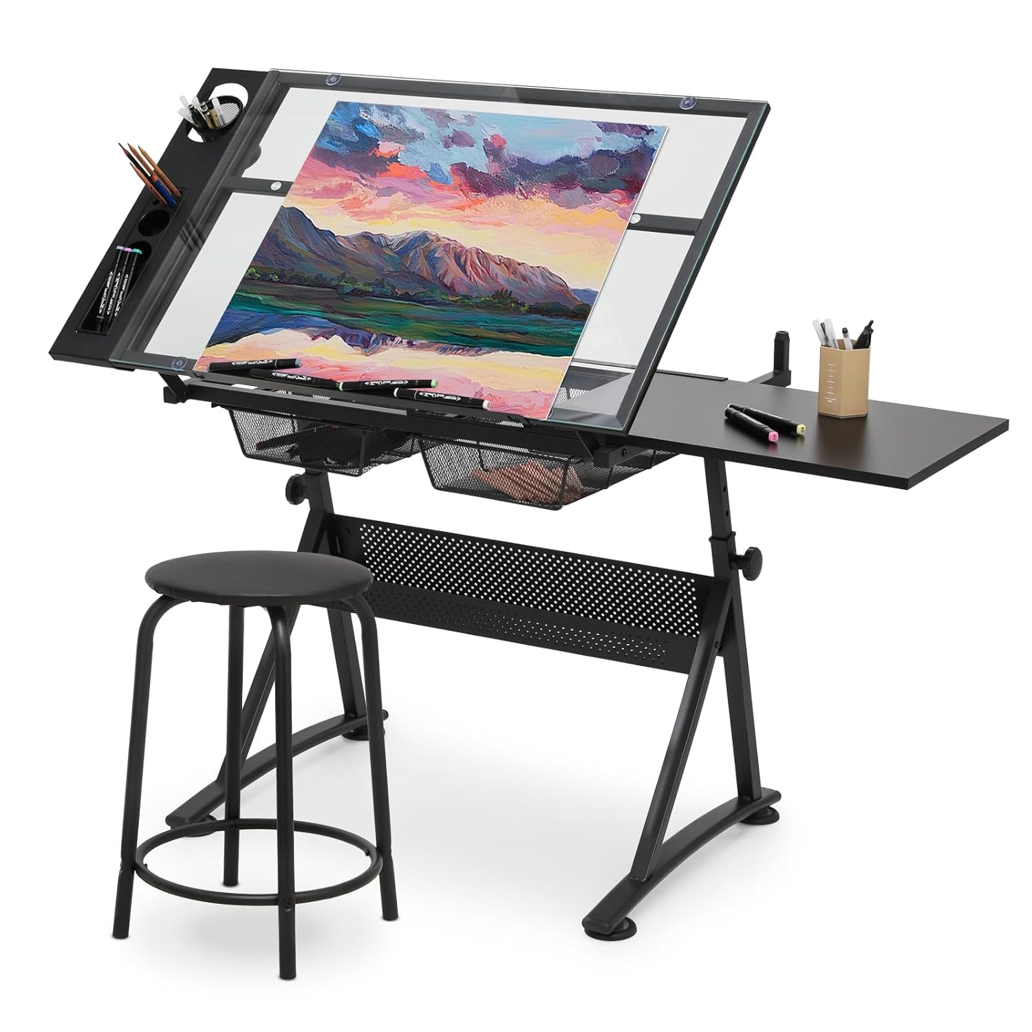 Art & Craft Village Pondicherry - Drafting Table with Height Adjustable Glass