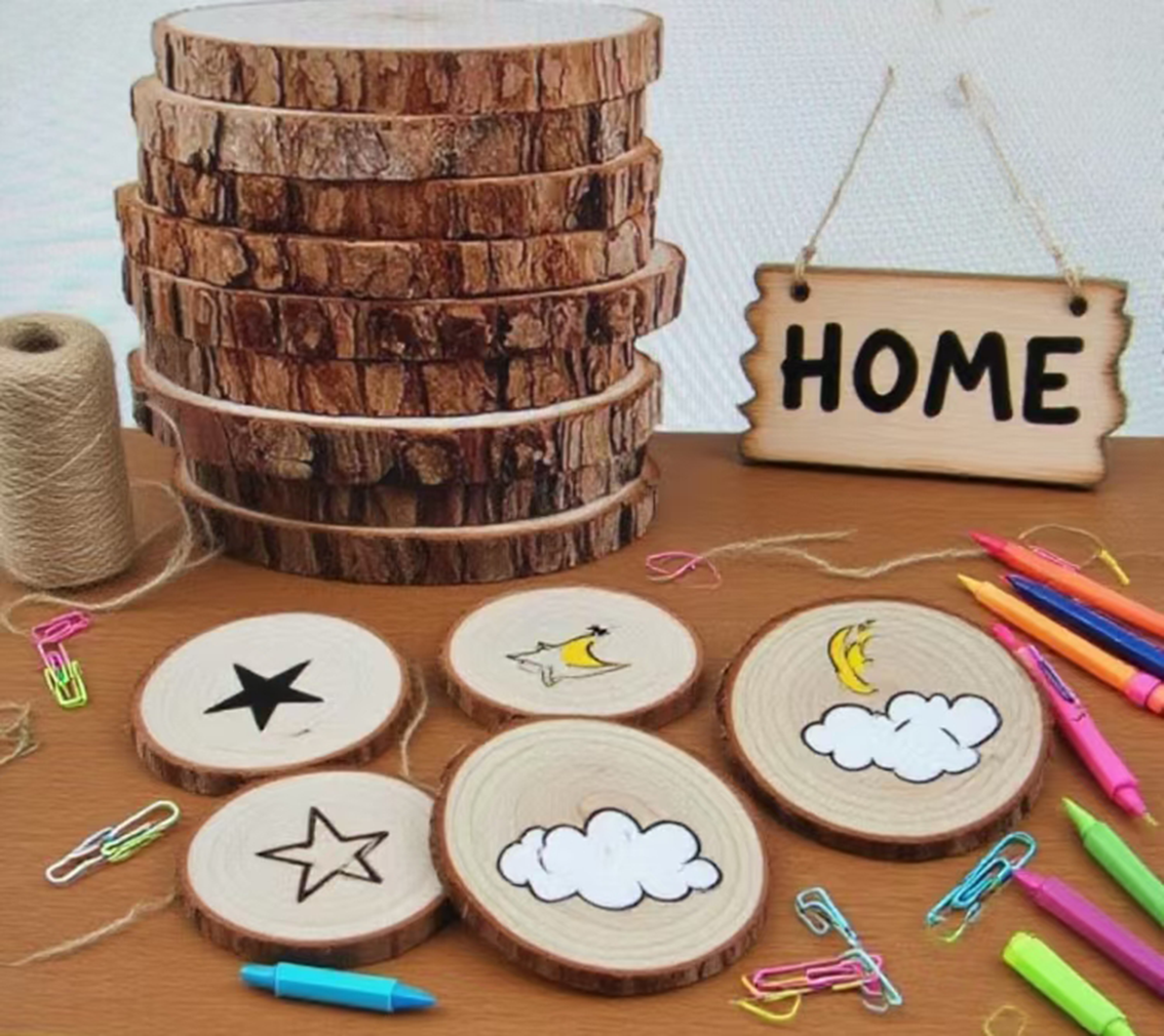 1-30Pcs Natural Pine Wood Slic - مراجعة Art Craft Tree وسعره