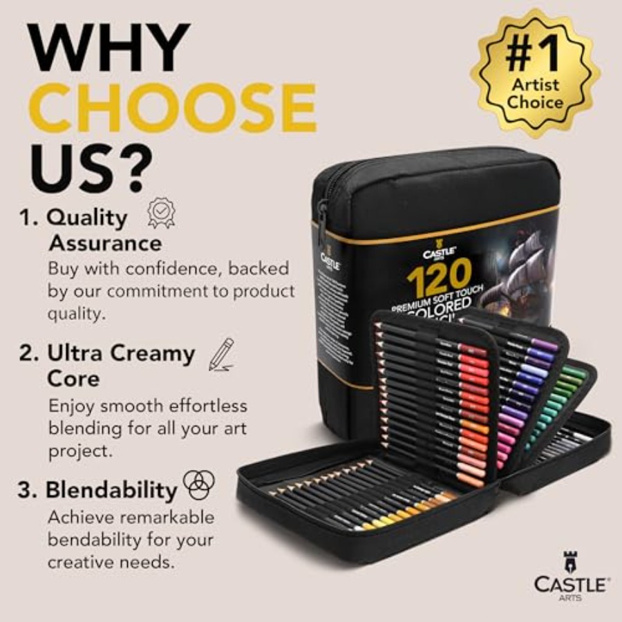 120 Coloring Pencils Zipper-Ca - مراجعة Colored Pencil Professional وسعره