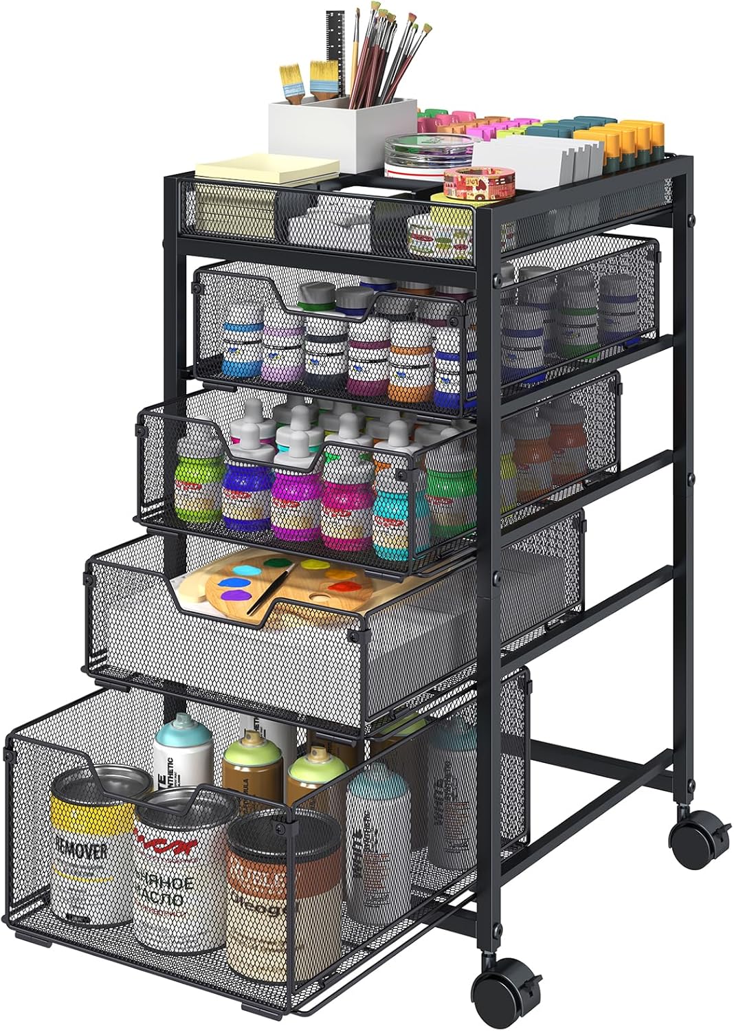 Rolling Utility Cart with 4 Dr - مراجعة Art Craft Organizer وسعره