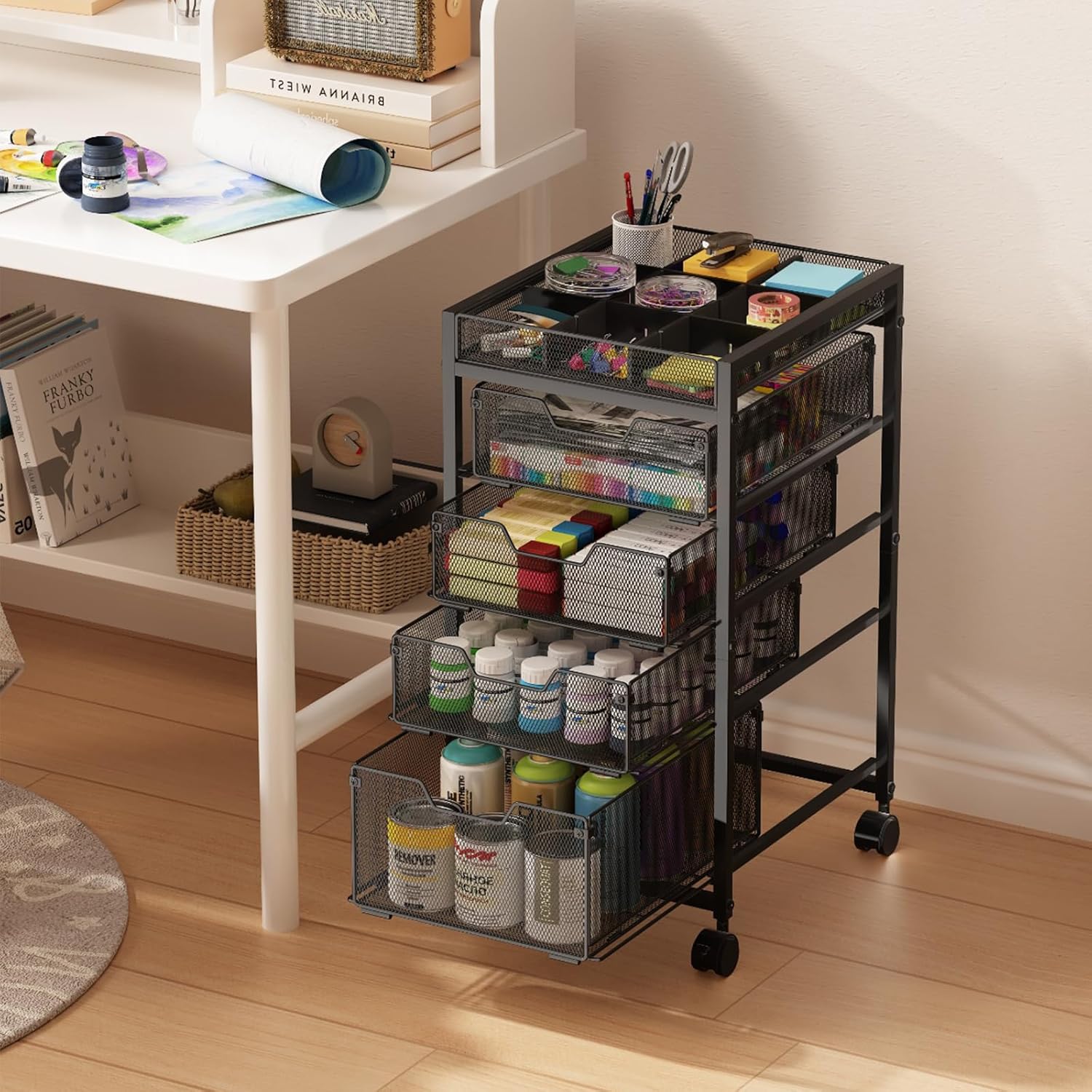 Rolling Utility Cart with 4 Dr - مراجعة Art Craft Organizer وسعره