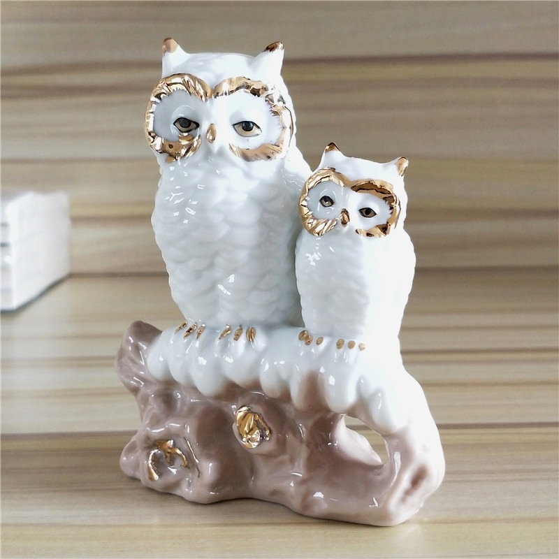 Gilt Porcelain Mother Owl Figu - مراجعة Art And Craft For Mother'S Day وسعره