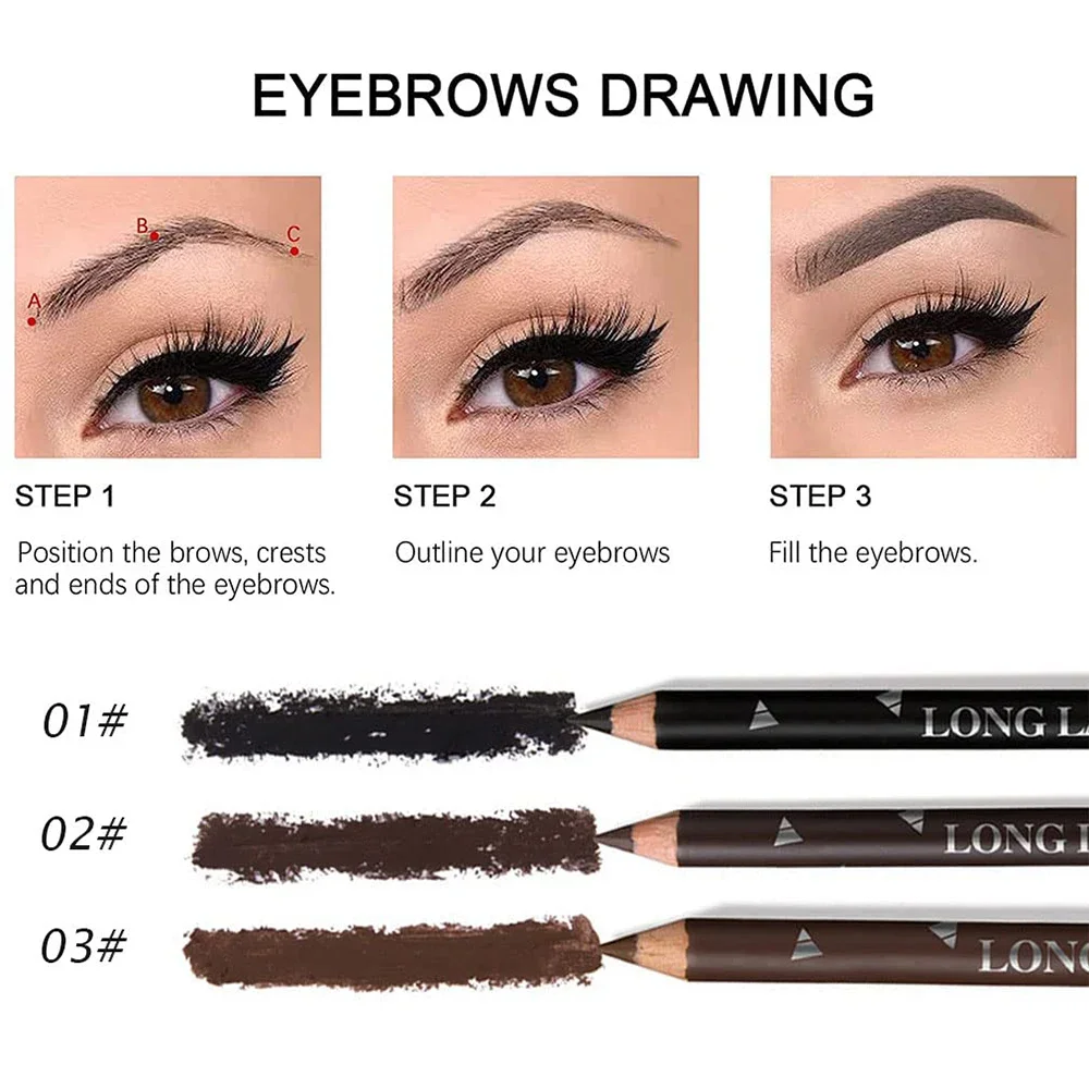 6/12Pcs Eye Brow Pencil Waterp - مراجعة Colored Pencil Professional وسعره