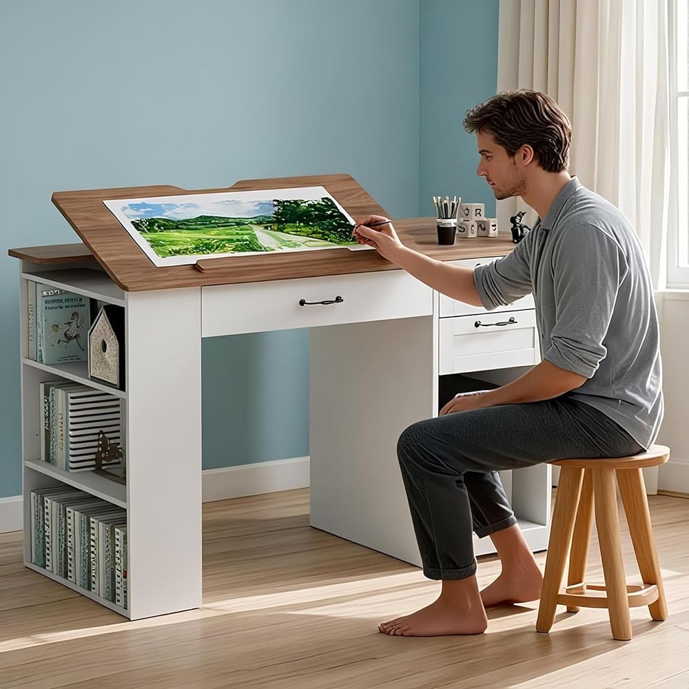Adjustable Desk with Storage a - مراجعة Art & Craft Village Pondicherry وسعره