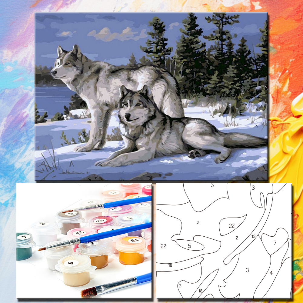 Painting By Numbers Wolf Oil P - مراجعة Art And Craft Numbers وسعره