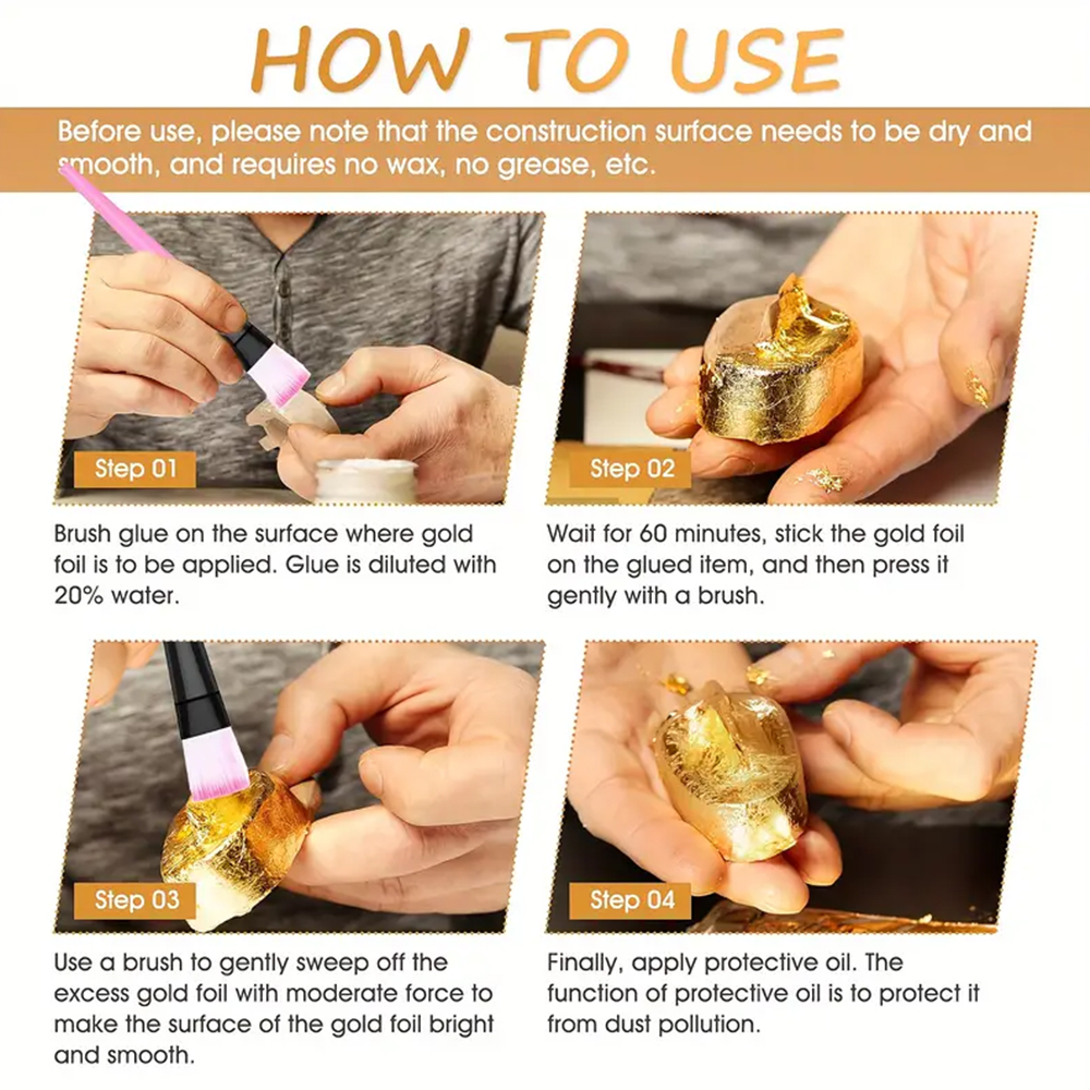 100ML/200ML Golden Foil Adhesi - مراجعة Craft Art Set وسعره