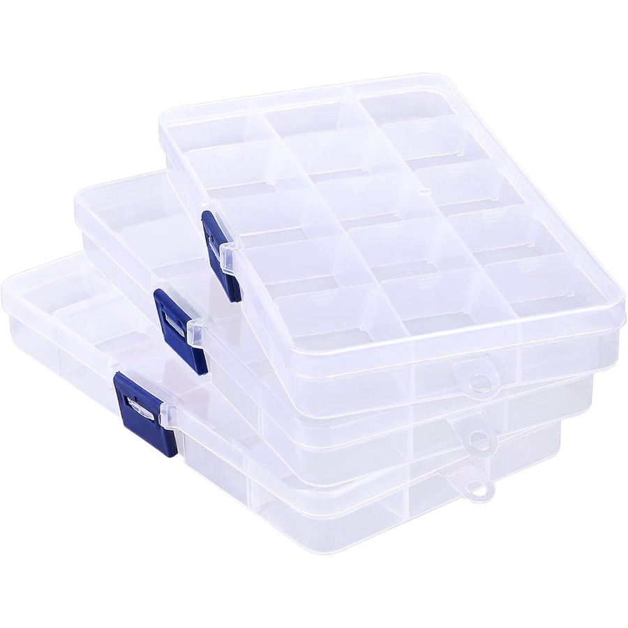 3PCS 15Grid Clear Plastic Fake - مراجعة Art Craft Organizer وسعره