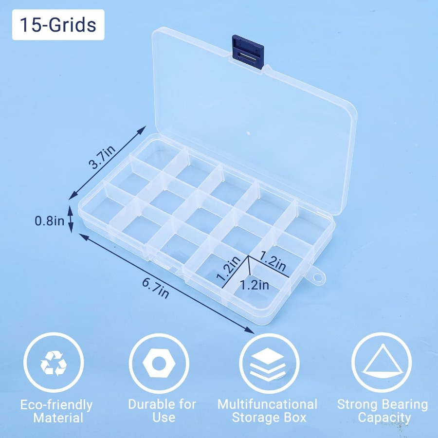 3PCS 15Grid Clear Plastic Fake - مراجعة Art Craft Organizer وسعره