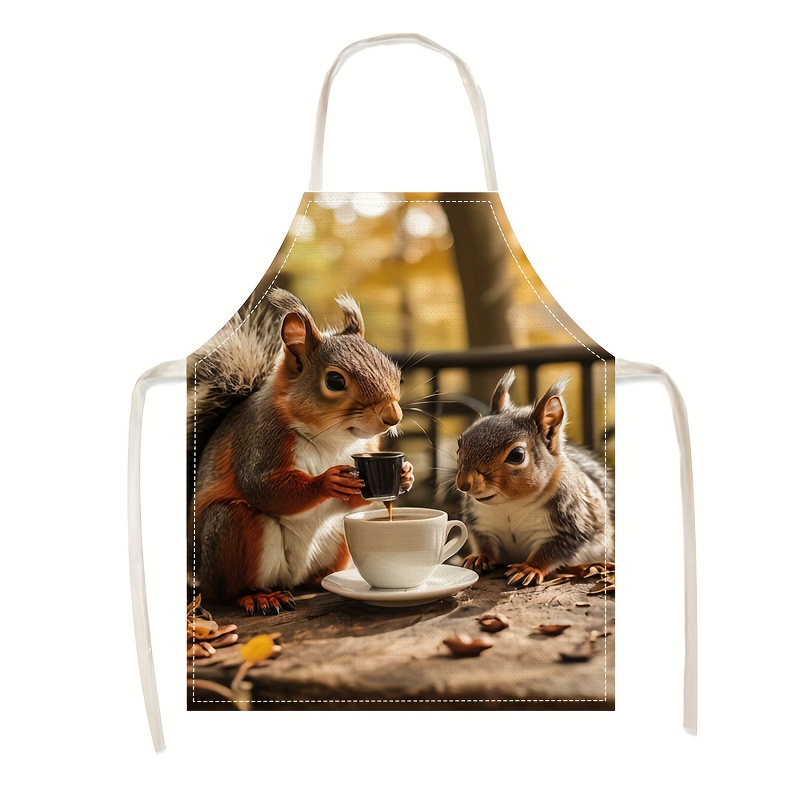 Linen Apron Squirrel Coffee Sc - مراجعة Art Craft Gift Ideas وسعره