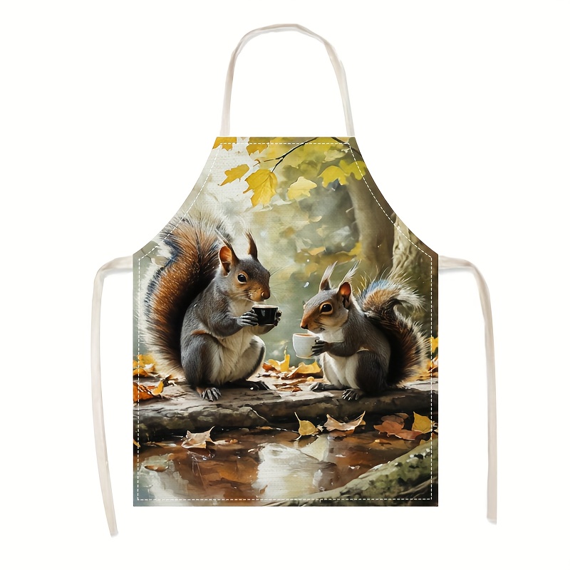 Linen Apron Squirrel Coffee Sc - مراجعة Art Craft Gift Ideas وسعره