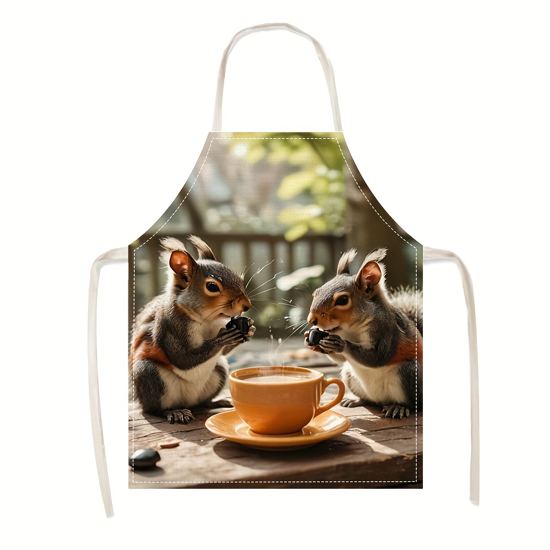 Linen Apron Squirrel Coffee Sc - مراجعة Art Craft Gift Ideas وسعره