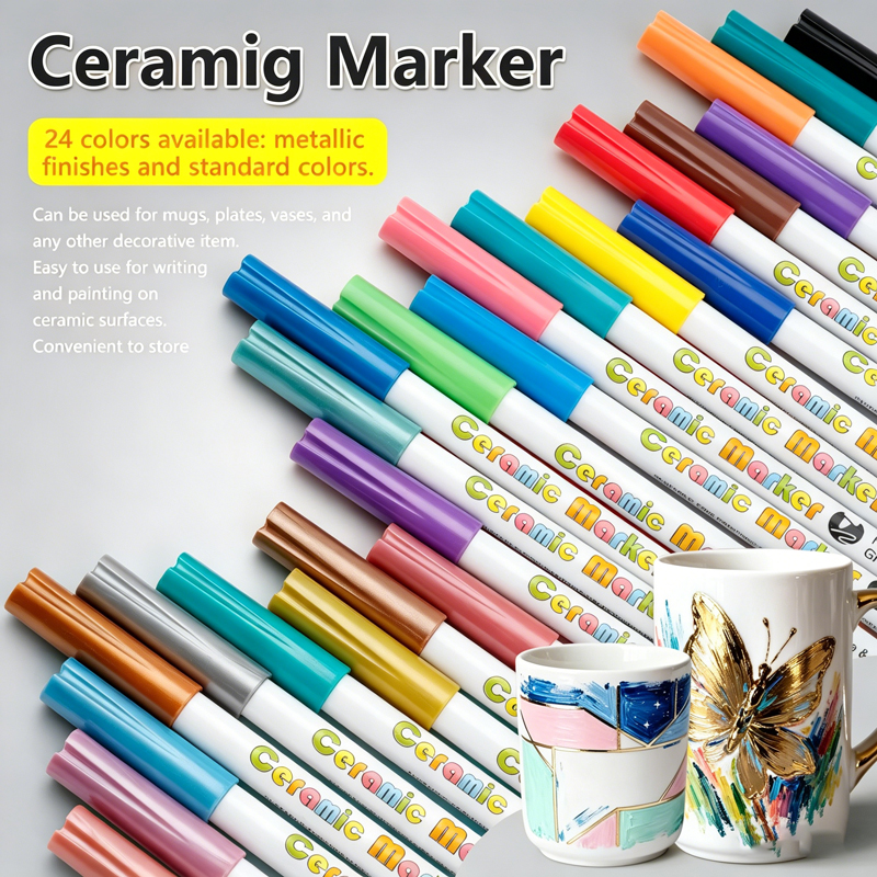 12/24 Colors Ceramic Acrylic M - مراجعة Illustration Marker Set وسعره