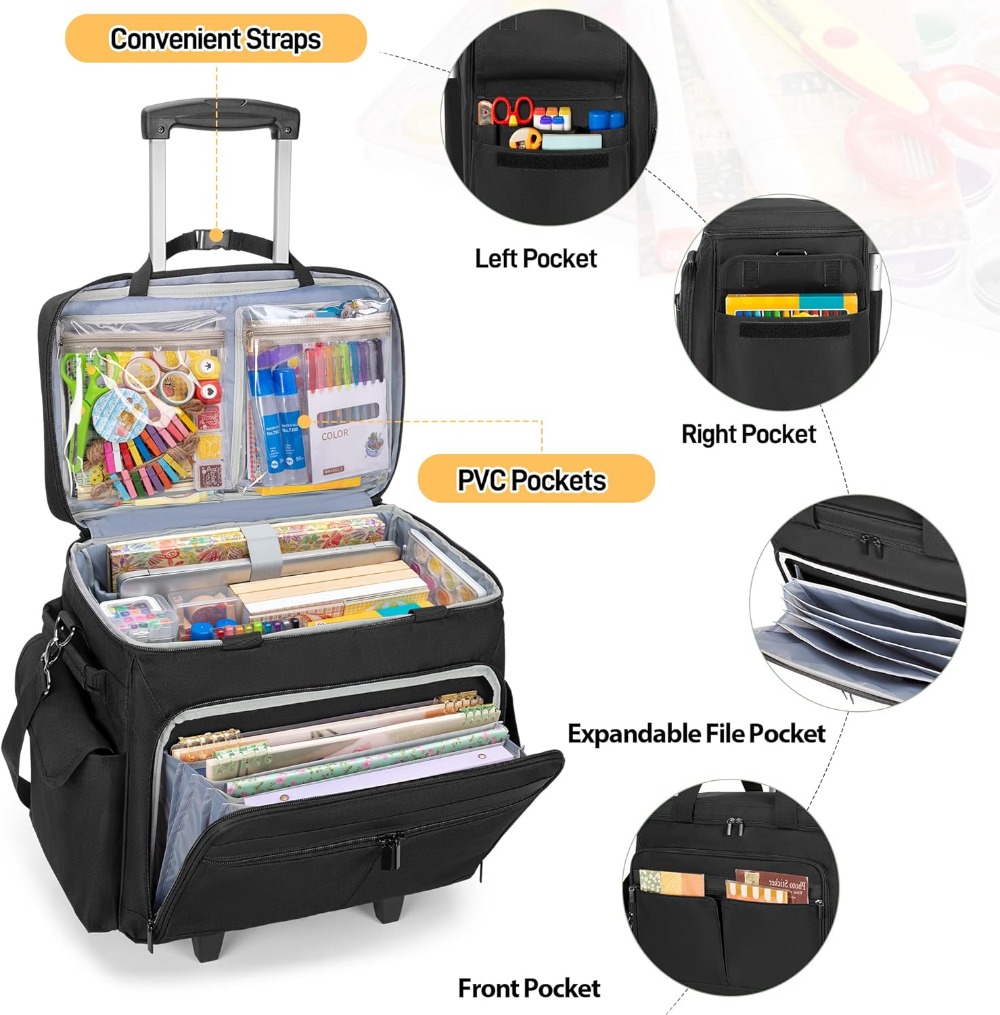 Rolling Scrapbook Tote with Ex - مراجعة Art Craft Organizer وسعره