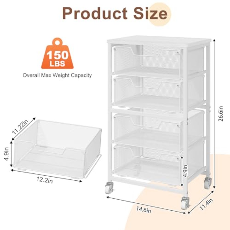 4-Drawer Rolling Storage Cart  - مراجعة Art Craft Organizer وسعره