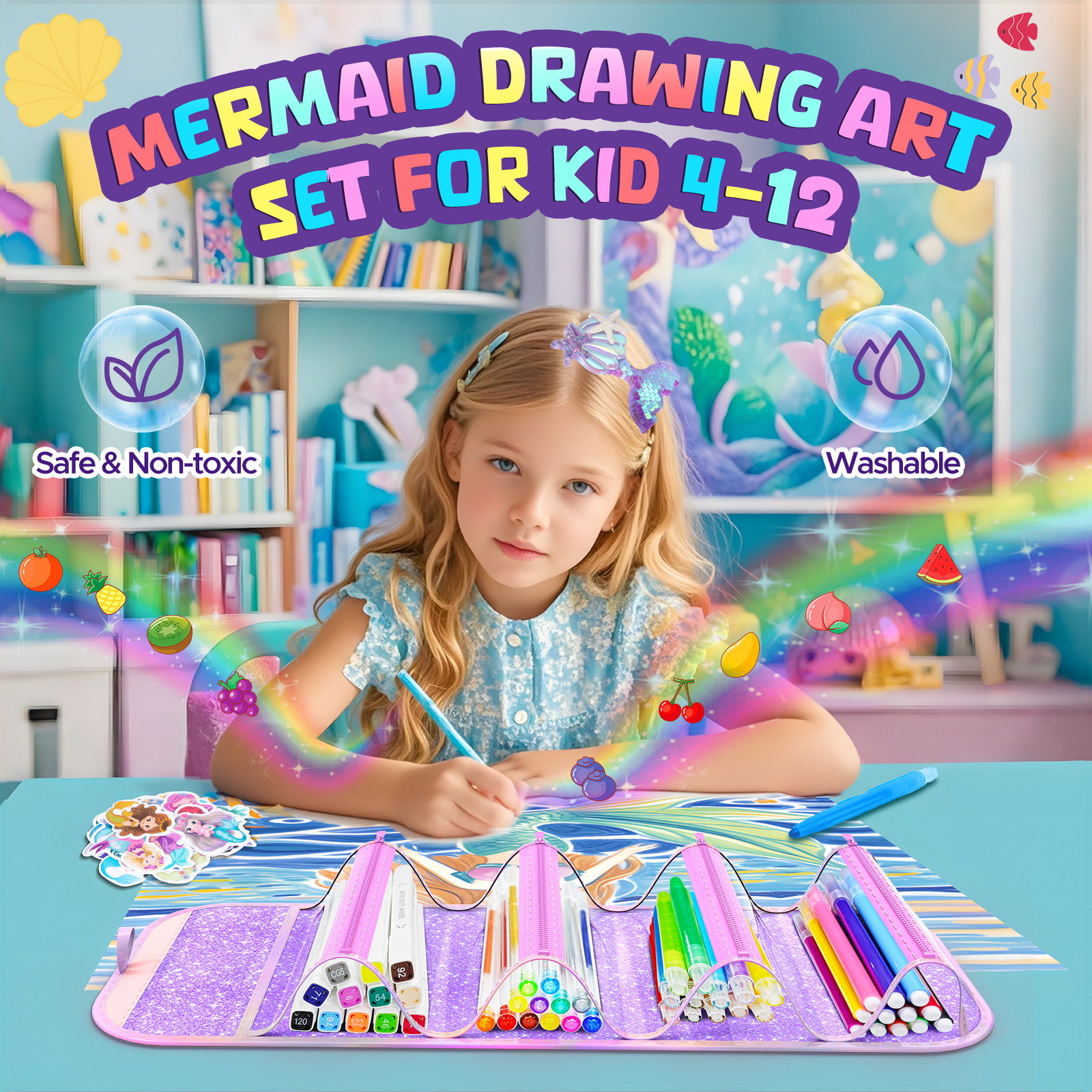 Mermaid Drawing Kit For Kids W - مراجعة Illustration Marker Set وسعره