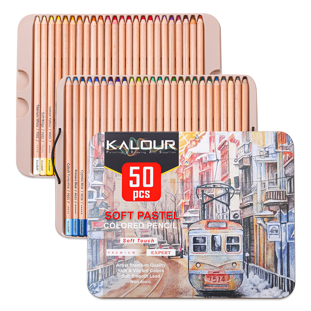 KALOUR 50 color luxury iron bo - مراجعة Colored Pencil Professional وسعره