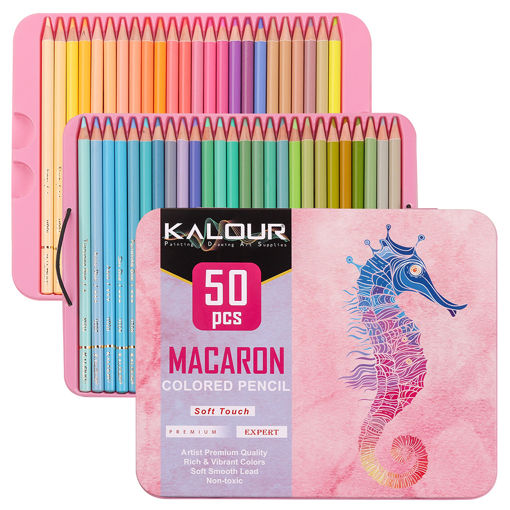 KALOUR 50 color luxury iron bo - مراجعة Colored Pencil Professional وسعره