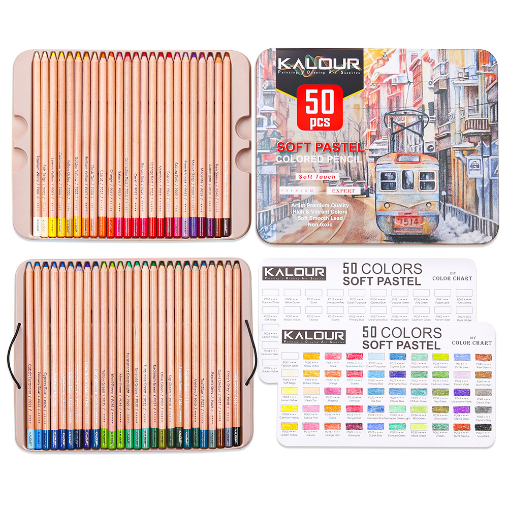 KALOUR 50 color luxury iron bo - مراجعة Colored Pencil Professional وسعره