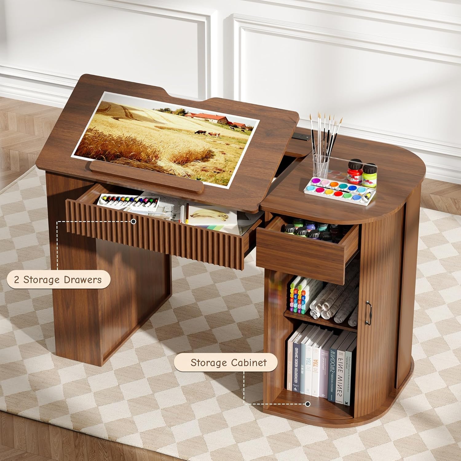 Drafting Table with Storage Ca - مراجعة Art & Craft Village Pondicherry وسعره