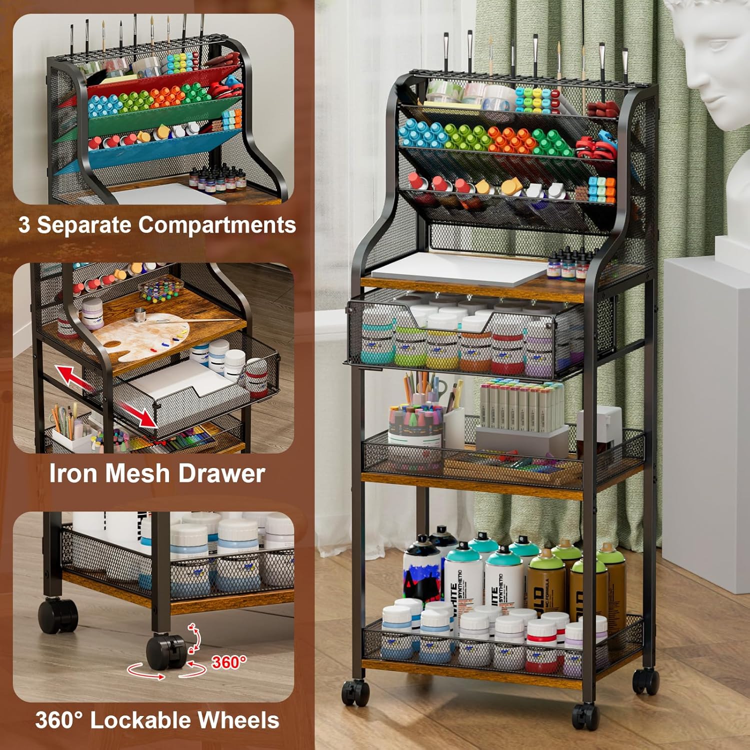 7-Tier Rolling Utility Cart wi - مراجعة Art Craft Organizer وسعره