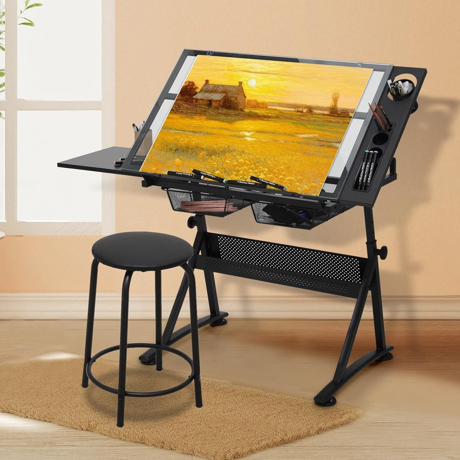 Drafting Table with Height Adj - مراجعة Art & Craft Village Pondicherry وسعره
