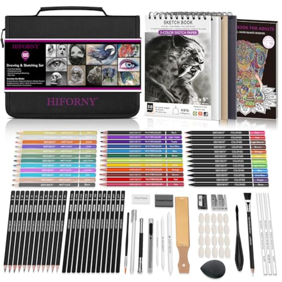 100 PCS Drawing and Sketching  - مراجعة Colored Pencil Professional وسعره