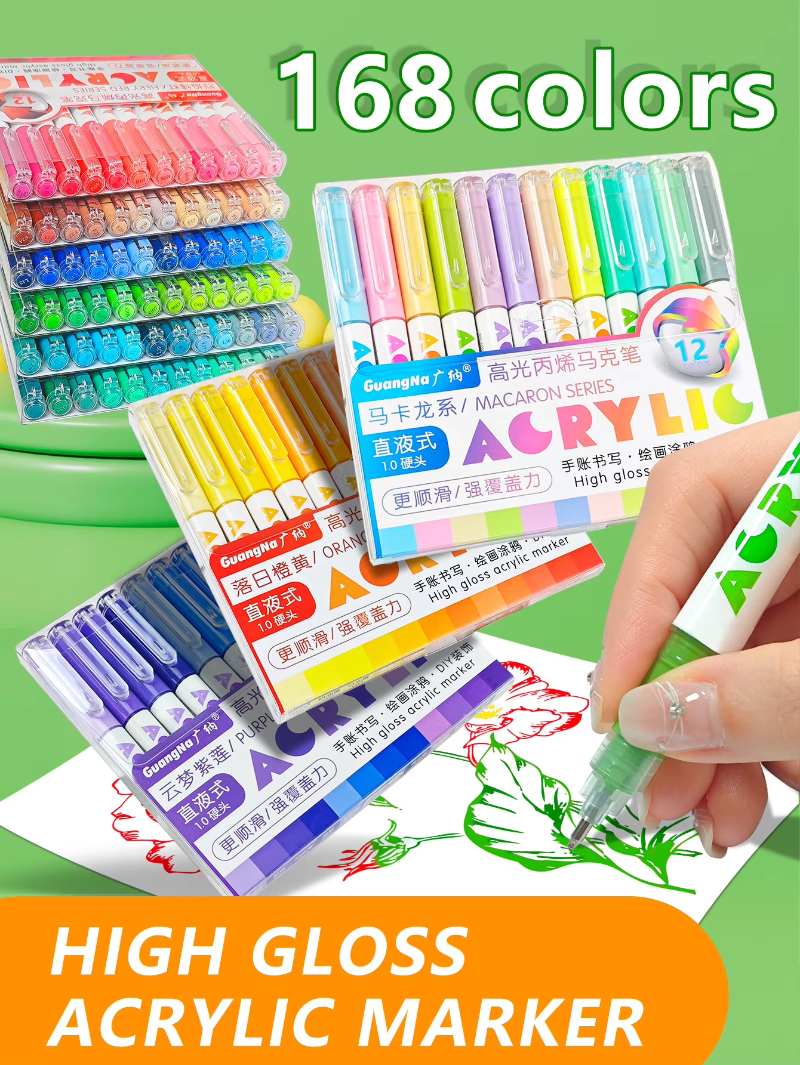 GuangNa 168/12 Colors High Glo - مراجعة Illustration Marker Set وسعره