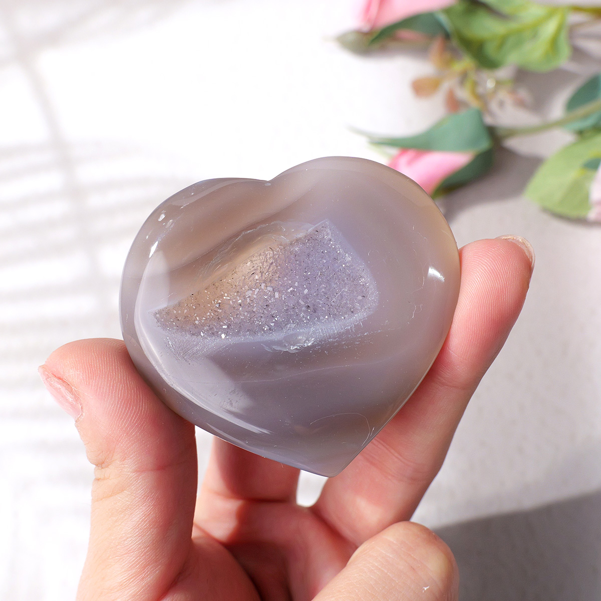 1PC Natural Agate Love Heart S - مراجعة Art And Craft For Mother'S Day وسعره