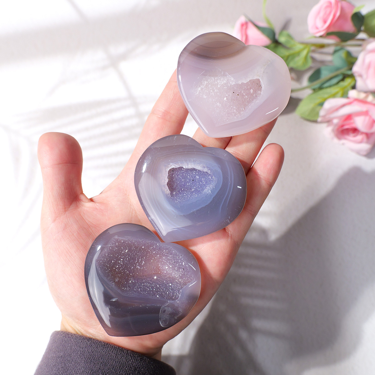 1PC Natural Agate Love Heart S - مراجعة Art And Craft For Mother'S Day وسعره
