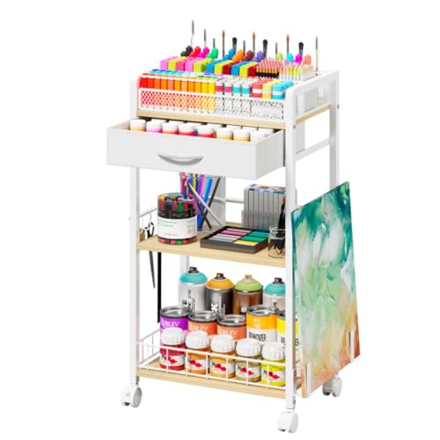 3 Tier Rolling Cart - Metal Ut - مراجعة Art Craft Organizer وسعره