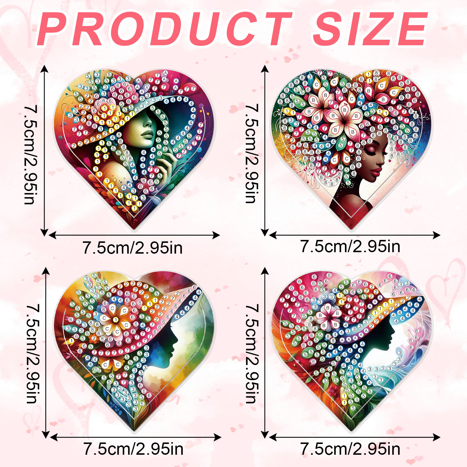 4PCS Diamond Painting Heart Sh - مراجعة Craft Art Set وسعره