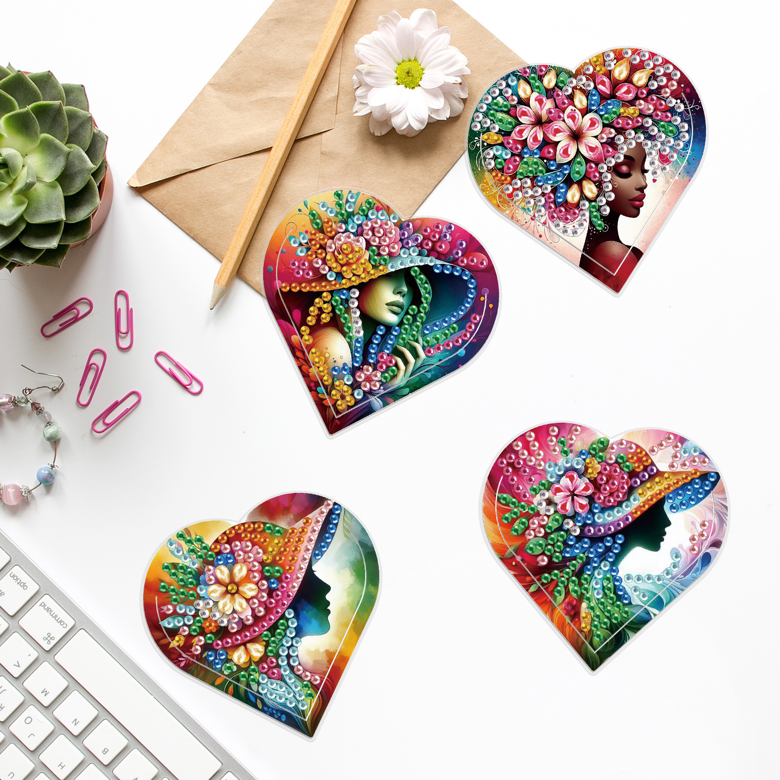 4PCS Diamond Painting Heart Sh - مراجعة Craft Art Set وسعره