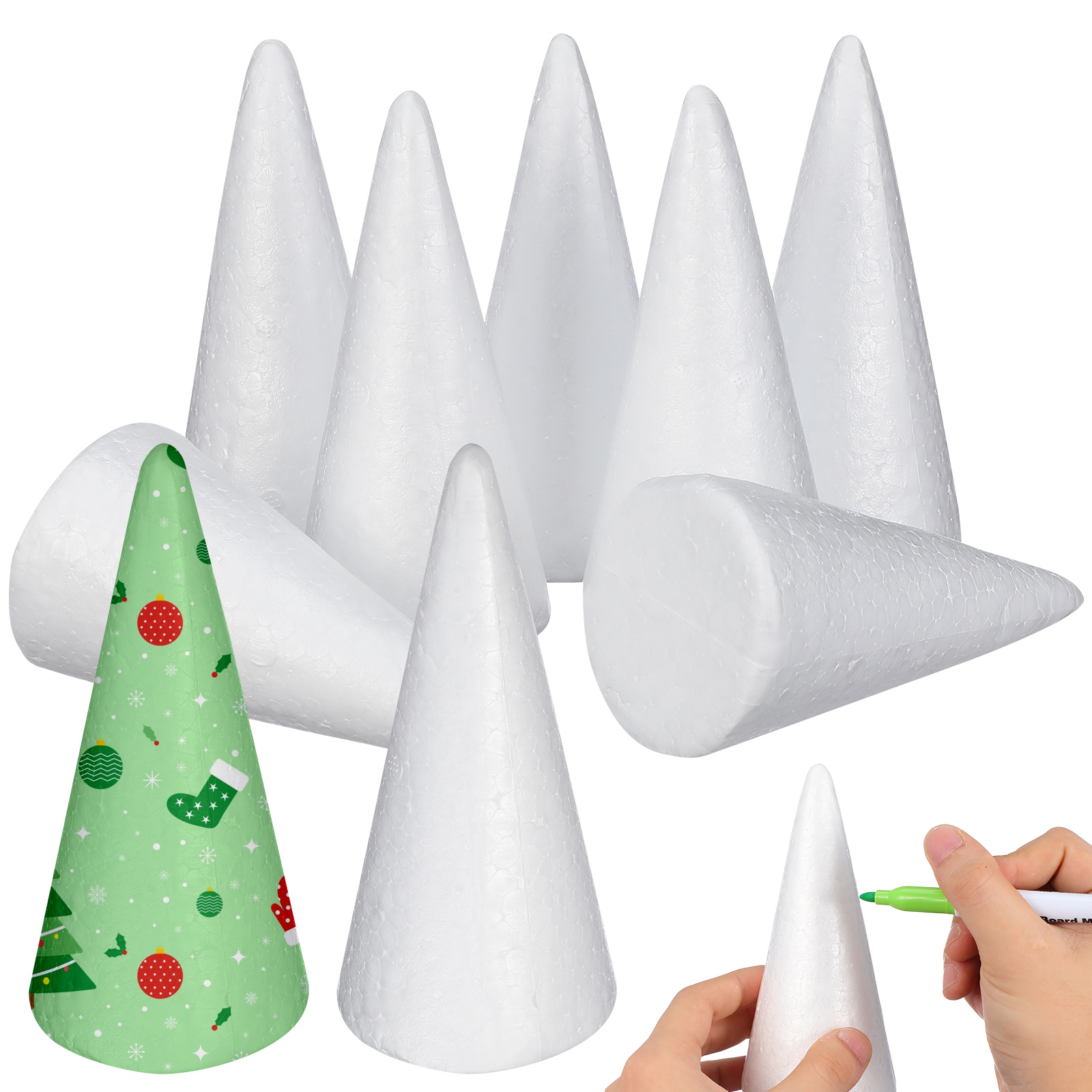 12pcs Foam Cones 15Cm White Di - مراجعة Art Craft Tree وسعره