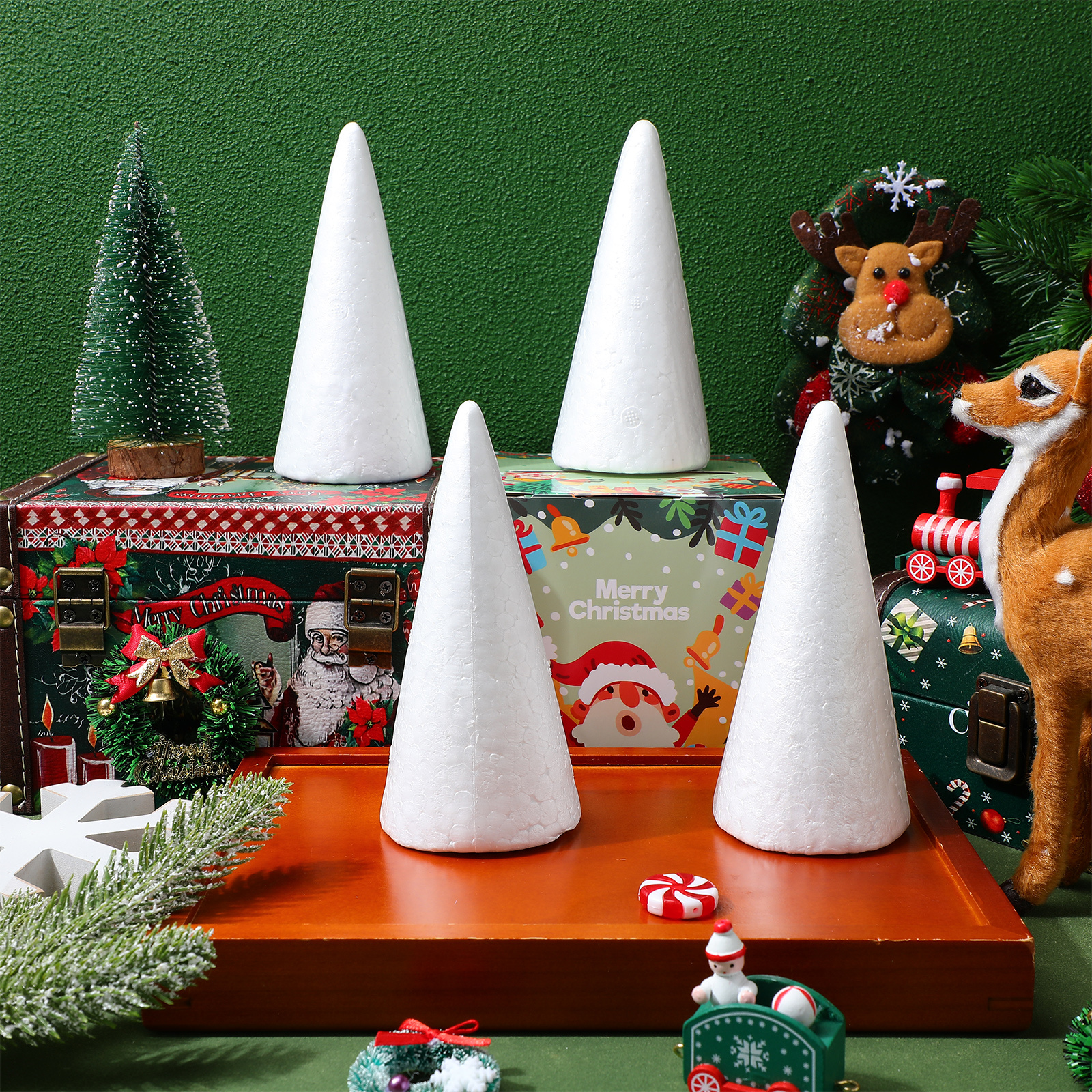 12pcs Foam Cones 15Cm White Di - مراجعة Art Craft Tree وسعره